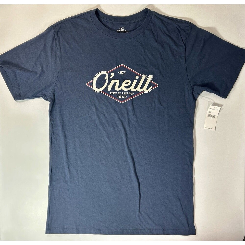 NWT O'Neill Medium Navy Blue Prime Tee Fishing Beach Shirt “First In Last Out”
